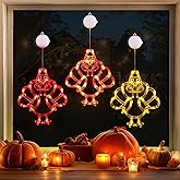 Sakayo 3 Pack Thanksgiving Turkey Lights, Battery Operated Window Lights with Timer, Red Orange Yellow LED, Plastic, Modern Contemporary Style