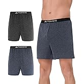 FORVEVO 2 Pack Mens Merino Wool Boxer Briefs, Breathable Men's Wool Underwear, Comfortable Long leg Stink Free Tagless Boxers