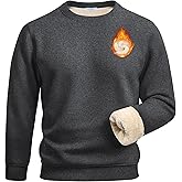 Flygo Men's Warm Sherpa Lined Crewneck Sweatshirts Fleece Pullover Tops Heavy-weight Thick Thermal Cotton Sweat-Shirts
