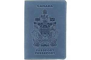 Shvigel Passport Cover - 100% Genuine Leather - Arms of Canada Embossing - for Men & Women - Passeport Holder - Modern Travel
