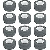 MECCANIXITY 12 Pack Elastic Cohesive Bandage Wrap 1 Inch x 5 Yards Breathable Self Adhesive Athletic Tape Roll Gray for Sports Wrist Ankle Support