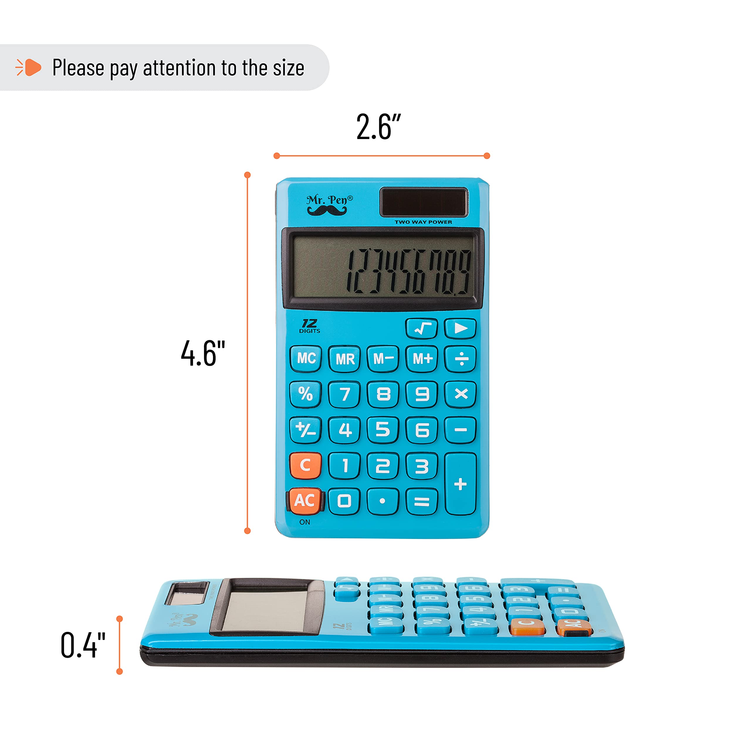 Mr. Pen- Standard Function Calculator, 12 Digits, Solar Calculator, Basic Office Calculators