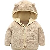 AIWUHE Baby Boys Girls Hooded Fleece Jacket Cute Bear Hoodie Zip Up Teddy Coat Sherpa Winter Warm Outwear With Pocket 1-6Y