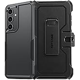 FNTCASE for Samsung Galaxy S24-FE Case: Dual Layer Military Grade Drop Protection Cell Phone Cover with Belt-Clip Holster | Shockproof Rugged Durable Heavy Duty Protective Bumper Tough (Black)