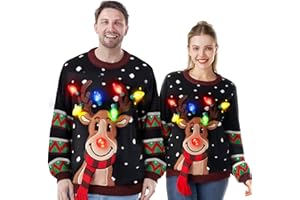 JOYIN LED Light Up Christmas Sweater Women Men Couples,Ugly Christmas Sweater Kids with Light Bulbs, Pullovers 2025