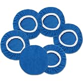 Qjaiune 6 PCS 9-10" Buffing Pads, Microfiber Bonnets for Detailing Blue | Microfiber Material, Elastic Band Snug Fit, Reusable And Washable, For Car Metal Furniture Detailing