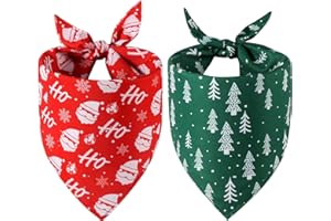Doncida Christmas Dog Bandanas 2 Pack, Reversible Triangle Santa Claus and Christmas Tree Dog Scarf for Large and X-Large Dogs, Premium Durable Fabric Bibs for Pets (X-Large)