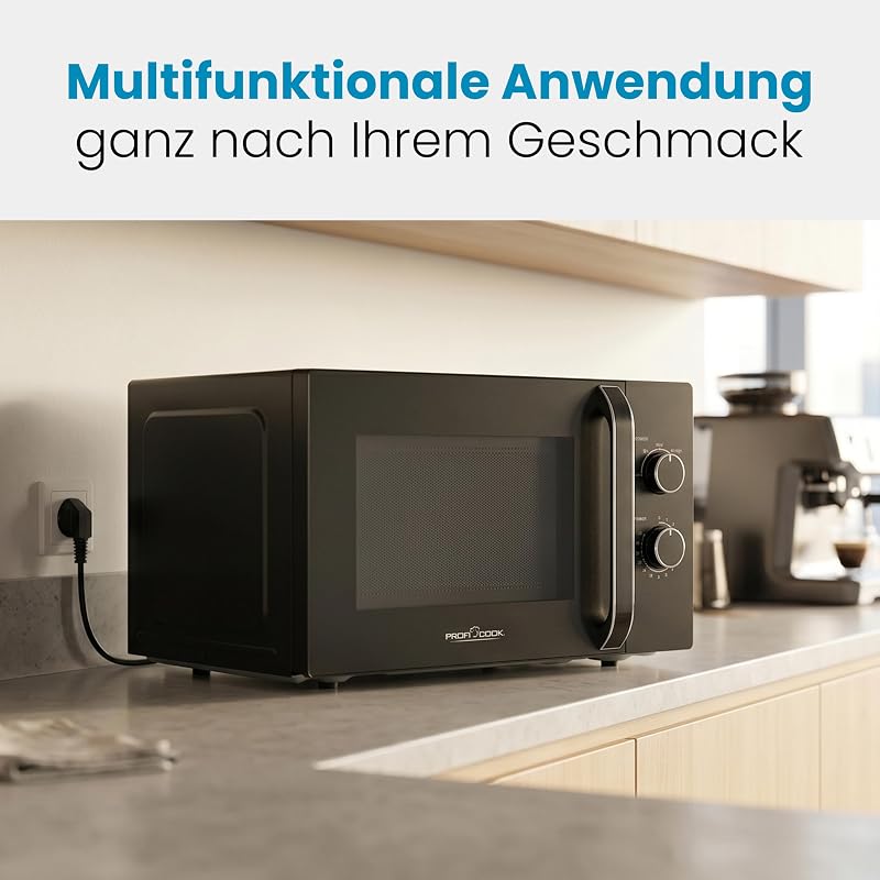 Forno a microonde ProfiCook XXL | 30 litri | 950 Watt | Piatto girevole da 31,5 cm | 5 livelli di potenza | Funzione di scongelamento | Illuminazione della camera di cottura | PC-MW 1354