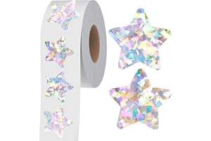 500 PCS Holographic Silvery Star Stickers, Self Adhesive Metallic Glitter Foil Stickers Reflective Star Stickers Reward Behav
