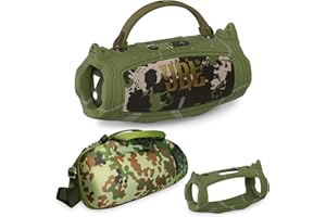 JCHPINE Silicone Cover and Hard Carrying Case for JBL Charge 6 Portable Bluetooth Speaker Accessories, Protective Cases for JBL Charge 6 AI Sound Bluetooth Speaker with Shoulder Strap (Squad)