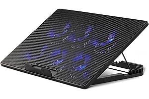 �鶹�� Basics Laptop Cooling Pad Stand with 6 Quiet Fans, for 12-17 inch laptops, w/USB A and USB C Ports, Height Adjustable