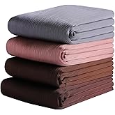 Febfim 4PCS Muslim Women Natural Wrinkle Long Satin Crepe Hijab Set Scarves Smooth Crinkle Ladies Shawl Wrap Set