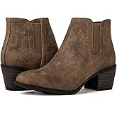 GLOBALWIN Women's Cowgirl boots Western Short Ankle Pull On Comfortable Cowboy Boots For Women Low Heel