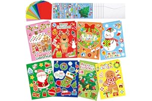Fullhawl 48 Set Christmas Card Making Kits DIY Christmas Craft with Stickers and Envelopes Make Your Own Greeting Card Handmade Xmas Folded for Xmas Gift Party Decor Home Activities
