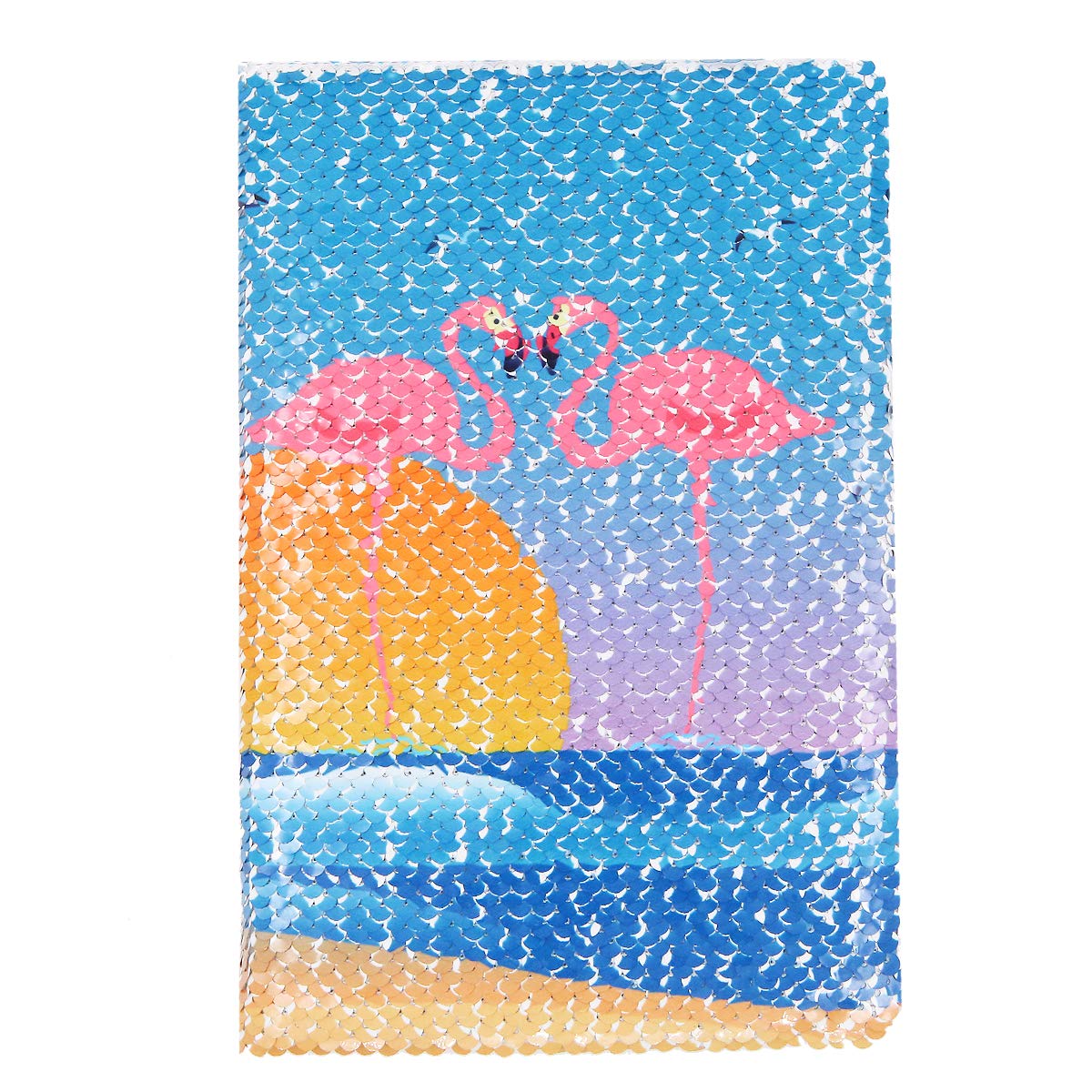 A5 Magic Flamingo Themed Reversible Sequin Notebook Sparkling Shiny Glittery Planner Journal Notebook Gift (B)