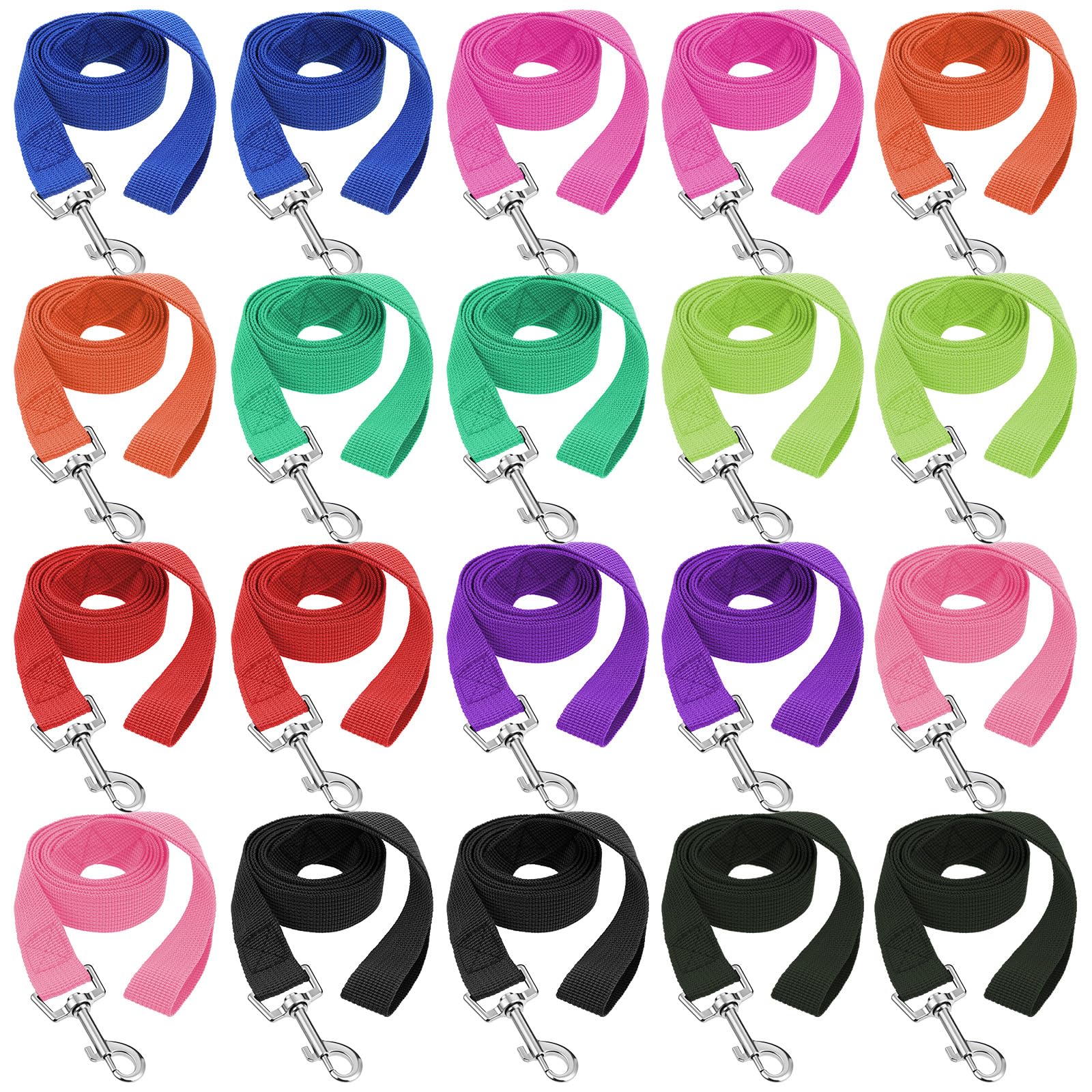 Photo 1 of 20 Pack Nylon Dog Training Leash Bulk 5 ft Dog Leash for Small and Medium Puppy Traction Rope for Training, Play, Camping, or Backyard, 10 Assorted Colors(Bright Colors)