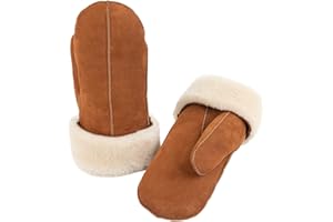 Zessano Women's Premium Shearling Sheepskin Leather Fur Mittens - Ladies' Classic Sheepskin Mittens