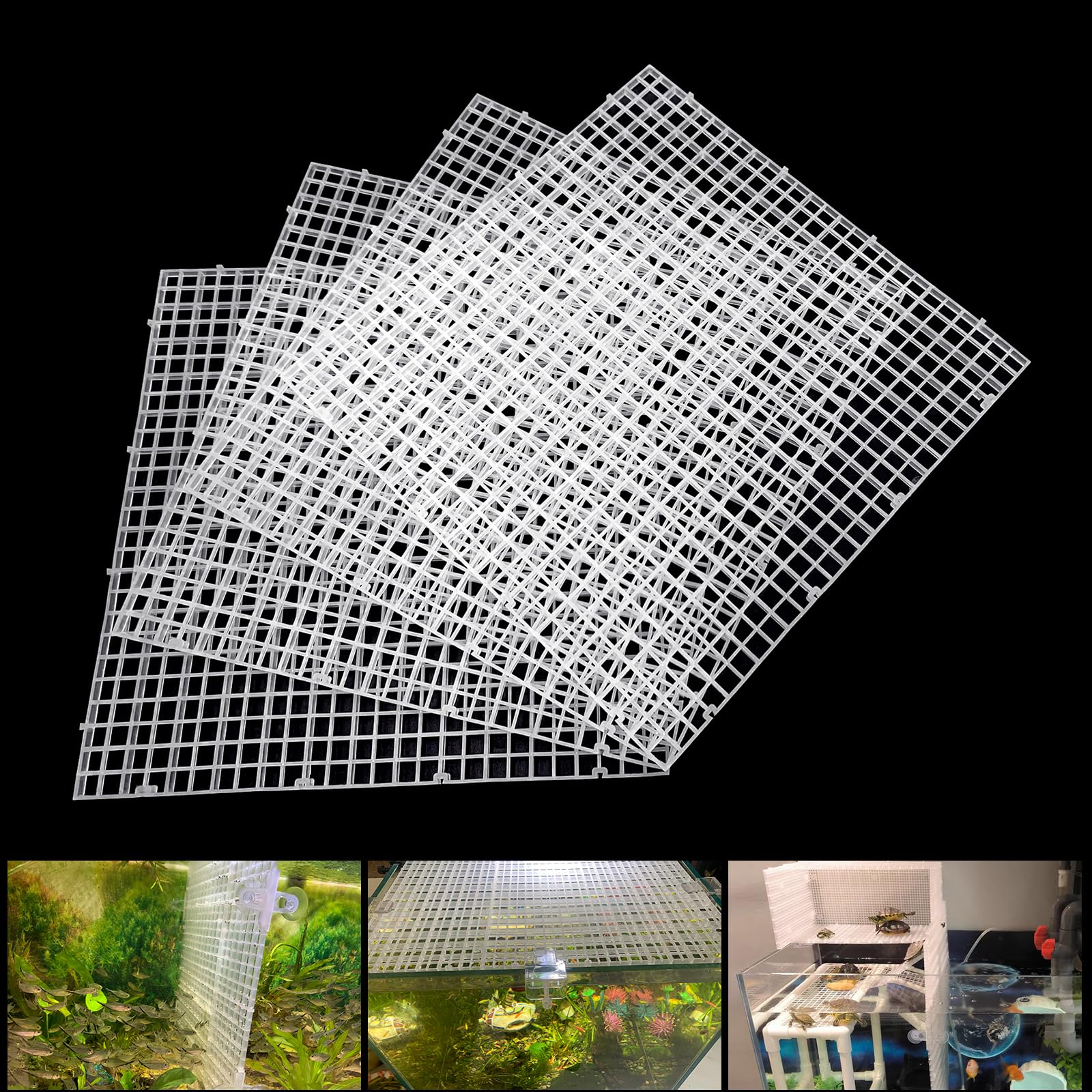 Photo 1 of Adjustable Aquarium Fish Tank Divider Filter Bottom Plastic Grid Fish Tank Isolation Board Egg Crate Tray(White, 4pcs 11.8X11.8Inch with 0.35Inch Hole)