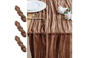 Xiomot 3PCS Table Runner Cheesecloth 10FT Brown Boho Gauze Cheese Cloth Rustic Sheer Table Runners for Wedding Bridal Baby Shower Party Decoration