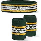 For Bare Feet NFL Officially Licensed Team Logo Headband & Wristband Combo Pack Team Color OSFM