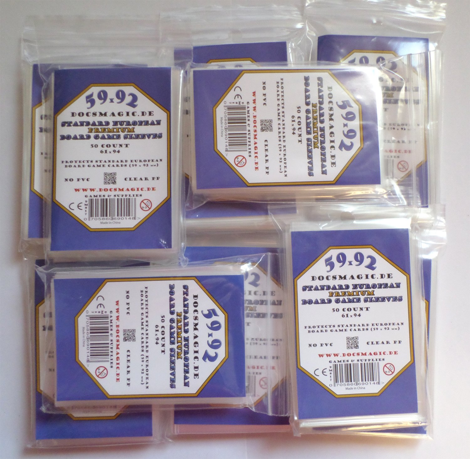 docsmagic.de 500 Premium Standard European Board Game Sleeves - 61 x 94 - EU Euro - 59 x 92-10 Packs
