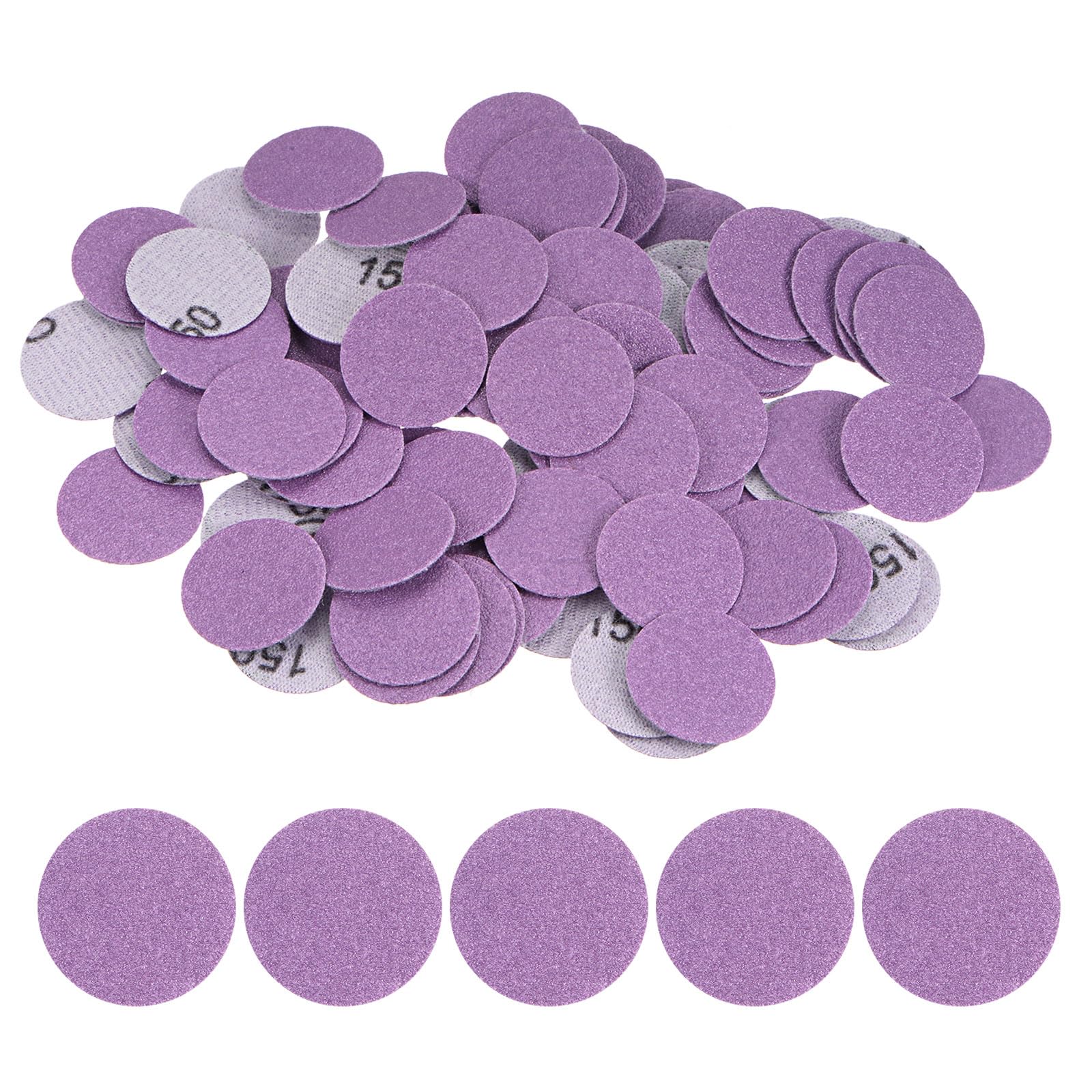 Kozelo 100pcs Premium Sanding Discs Hook and Loop - [1 Inch x 150 Grits] Purple Sandpapers Mini Size for Jewelry Wood Metal Polishing