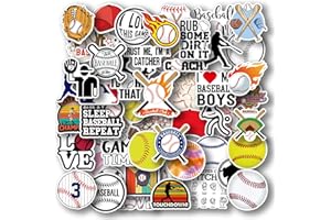 AOWDIAO 50 Pieces Baseball Stickers, Baseball Vinyl Stickers for Water Bottle, Helmet, Laptop, Phone, Baseball Gifts, Baseball Party Favors, Sport Stickers Baseball Decorations for Kids Teens Boy