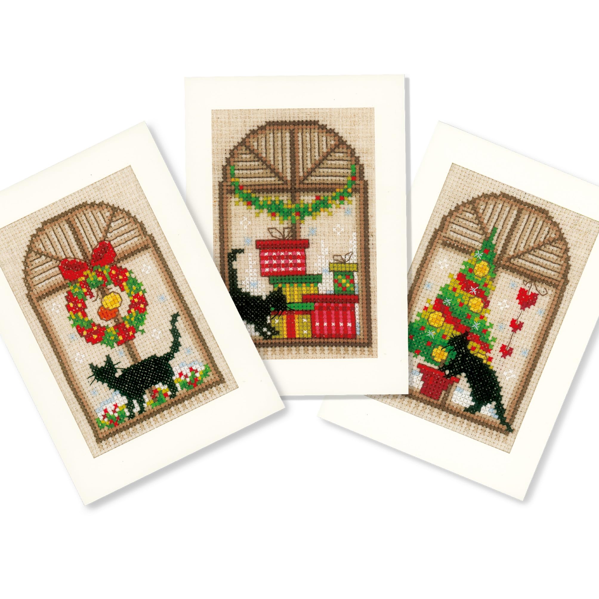 Vervaco Counted Cross Stitch Kit: Cards: Christmas Atmosphere: Set of 3, Other, NA, 10.5 x 15cm