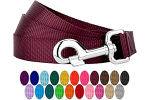 COUNTRY BROOK DESIGN Country Brook Petz - Everyday Nylon Dog Leash - Strong, Durable, Solid Color Leash with Easy to Use Snap - 25+ Colors (1 Inch Wide, 6 Foot, Burgundy)