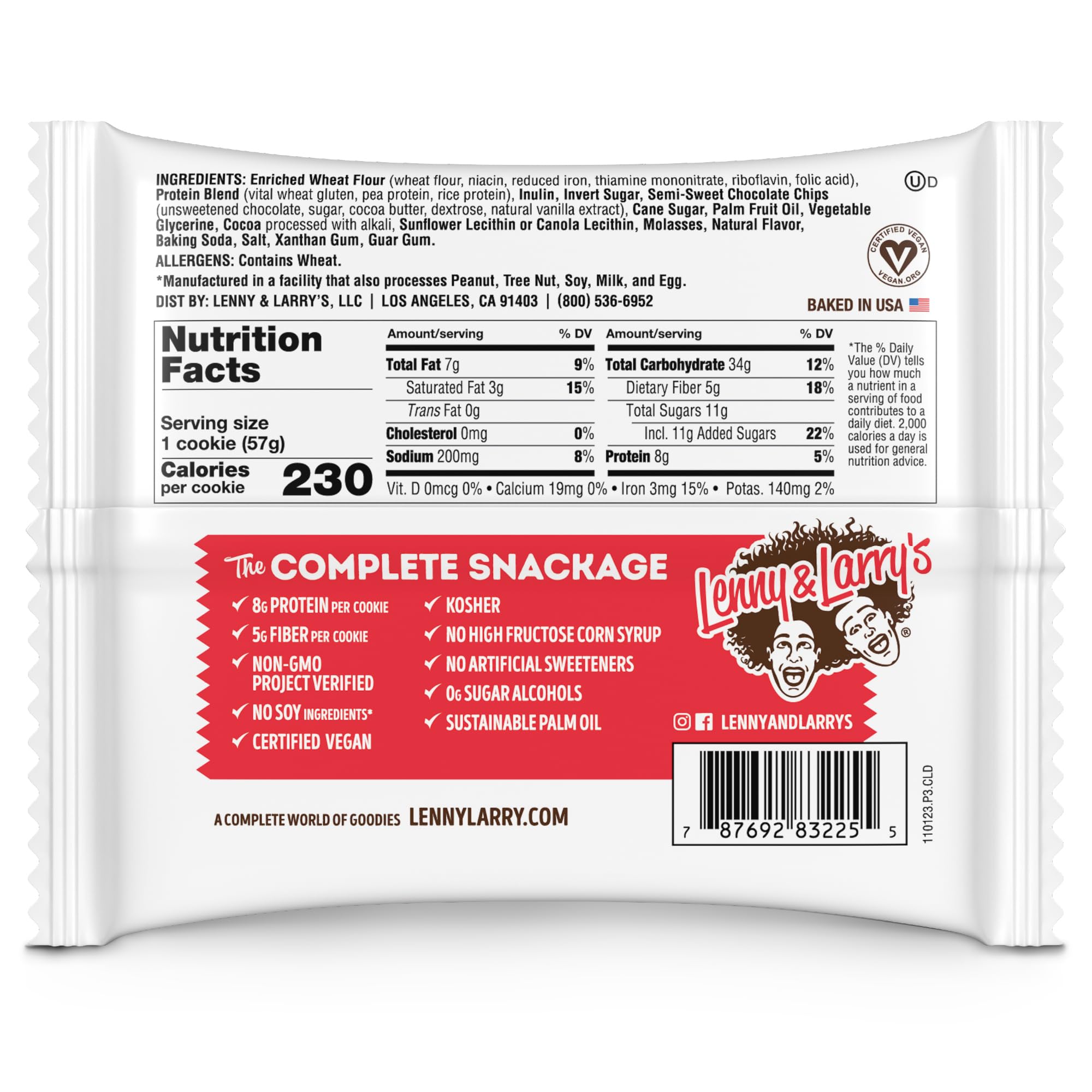 Lenny & Larry's The Complete Cookie, Big Time Brownie, Soft Baked, 8g Plant Protein, Vegan, Non-GMO, 2 Ounce Cookie (Pack of 12)