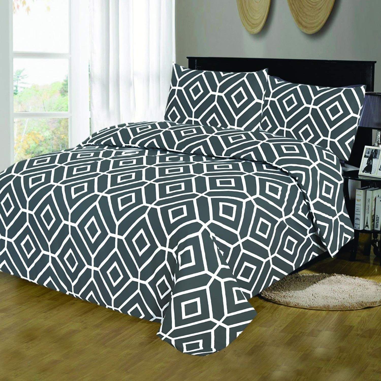 Mastex Printed Duvet Cover King Size Set โ (Icon Grey โ King) - 100% Egyptian Cotton โ Ultra Soft Assorted Design Quilt Cover โ Hotel Quality Bedding Sets โ image 1