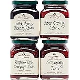 Stonewall Kitchen Jam Collection Jams, 12.5 oz jars, 4-Piece Gift Set | Jam set for gifting with assorted flavors to elevate breakfast; blueberry, sour cherry, raspberry peach and strawberry jam
