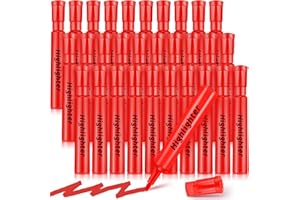 Qilery 30 Pack Highlighters Bulk, Tank Style Chisel Tip Highlighters Markers Quick Drying for Kids and Adult Coloring, Classroom Home Office School Supplies (Red)
