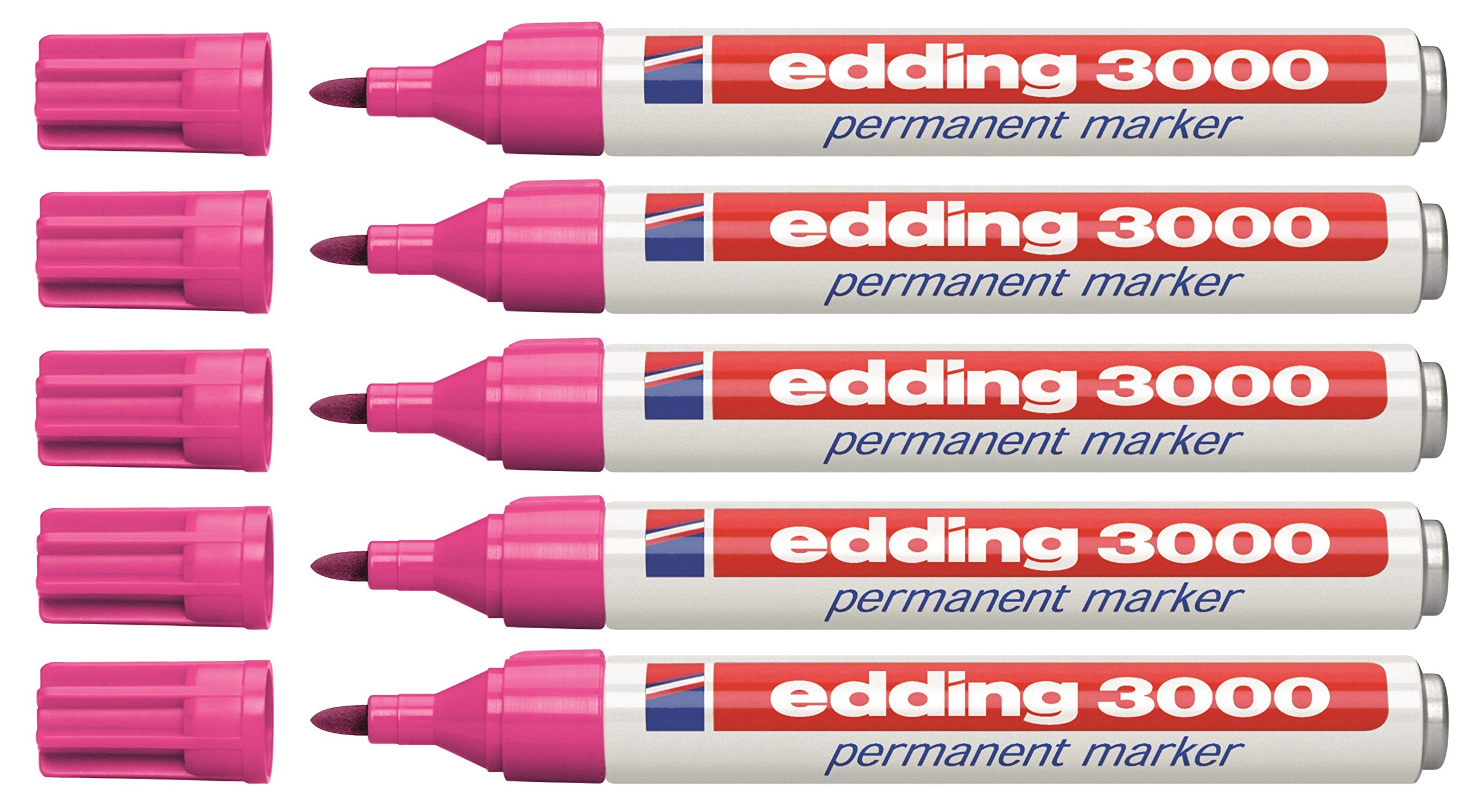 Edding 4-3000009 Permanent Marker Refillable Savings Pack, 1, 5 - 3 mm (5, pink (pink))