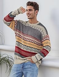 Flygo Men's Vintage Grandpa Sweater Crewneck