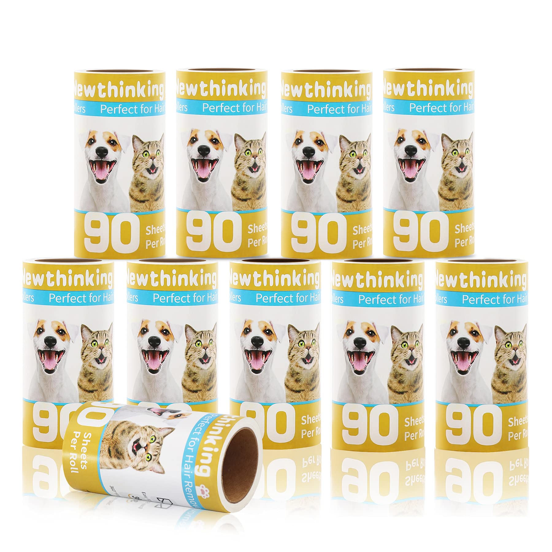 Newthinking Lint Roller Refills, 900 Sheets of Extra Sticky Lint Roller Refills for Clothes Rollers and Pet Hair Remover, 90 Sheets Per