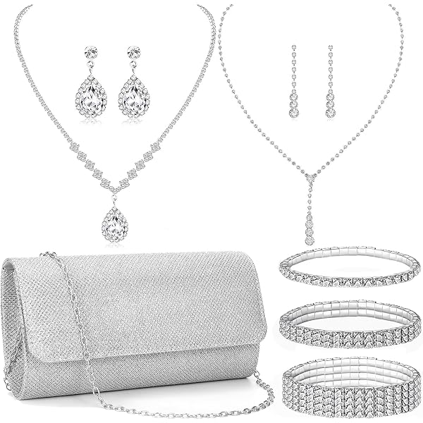 Amazon.com: SAISI 6 Pieces Silver Shawls and Wraps Evening  display picture 3