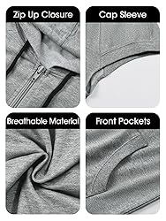 Fisoew Women's Sleeveless Zip Up Hoodies Casual