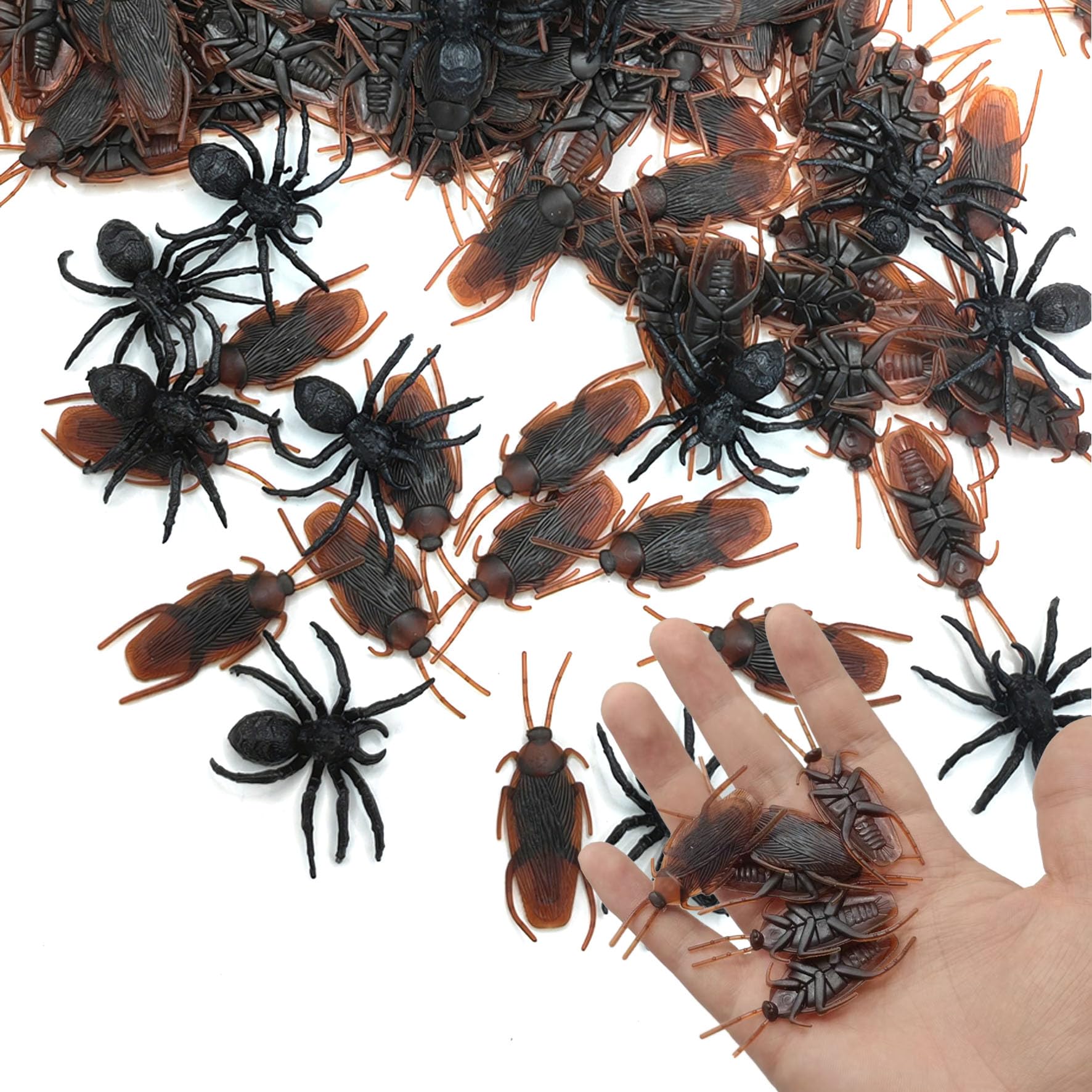 Photo 1 of Halloween 40 PCS Prank Fake Roaches Spiders Lifelike Roaches,Bug Toys for April Fool's Day Prank Gifts Fake Bugs Toys,Creepy Crawlers Bug Maker (Fake Bugs)
