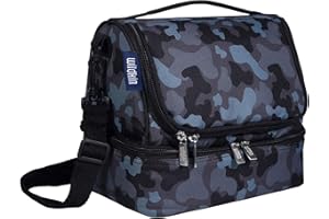 Wildkin Two Compartment Insulated Lunch Bag for Kids – School & Travel Ready - Black Camo