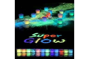 Rhea Arcas Glow in The Dark Powder,Luminous mica Pigment Powder for Epoxy Resin, glo Fluorescent Dye for Art Painting,Nail Polish,Acrylic Paint,DIY Crafts,Rocks,Slime and Theme Party,neon Color