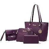 Soperwillton Handbags and Purses for Women Shoulder Tote Bags Top Handle Satchel Purse Set 5pcs