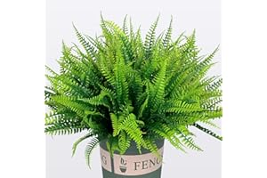 trytuny 22PCS Artificial Plants Outdoor, Faux Boston Fern for Large Planter, UV Resistant Fake Greenery Stems for Indoor Outside Patio Front Porch Home Decor