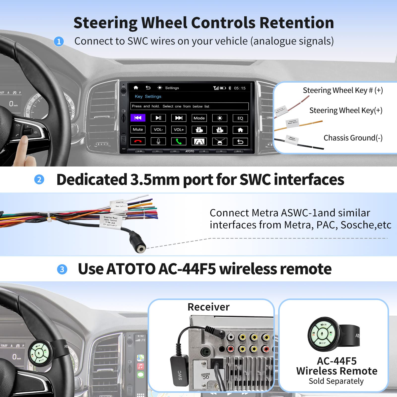 ATOTO F7 XE 7inch Wireless CarPlay & Wireless Android Auto Double-DIN Car Stereo Receiver- Mirror Link, Bluetooth, HD Live Rearview, Quick Charge, QLED Display, SiriusXM, F7G2A7XE