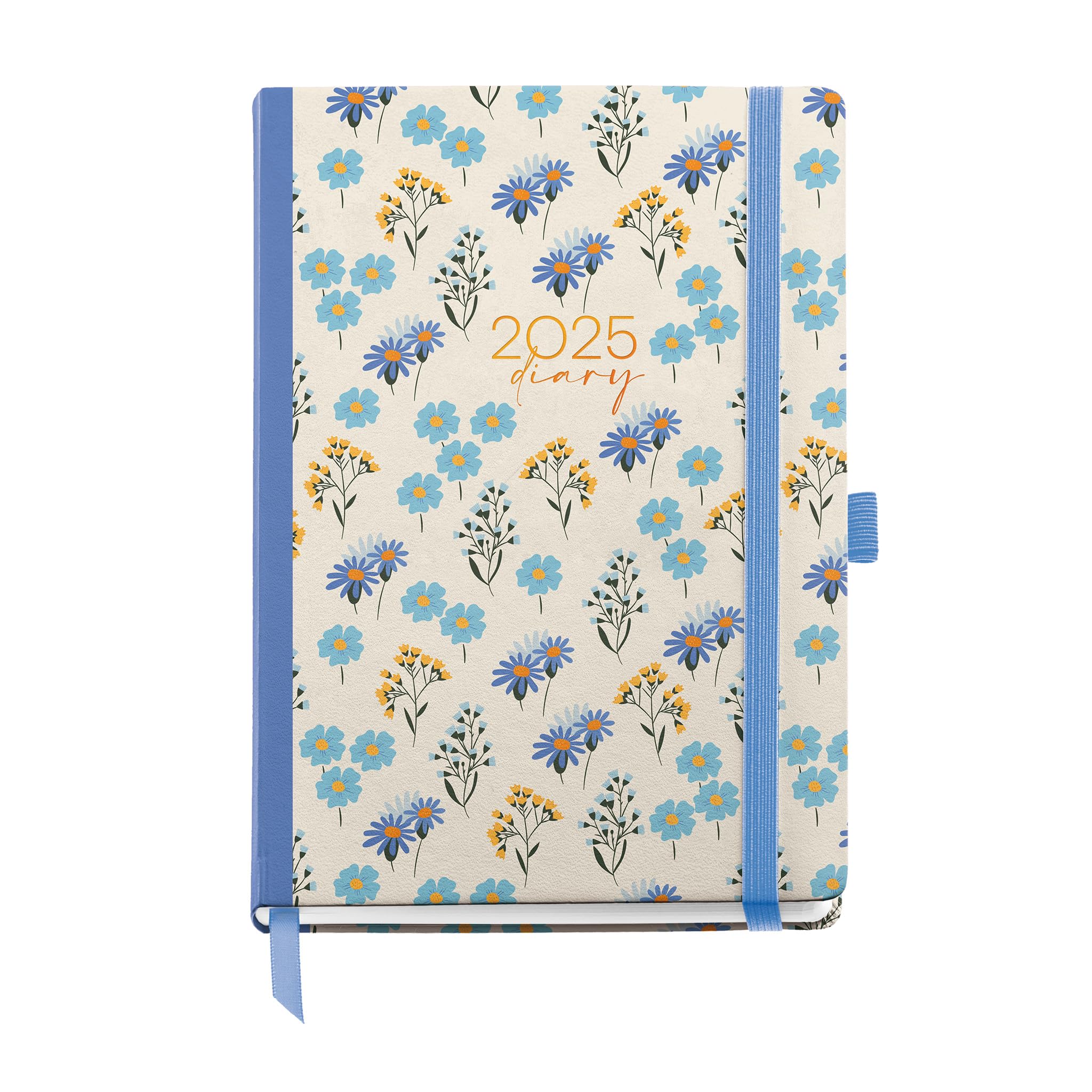Miquelrius - 2025 Diary, 122 x 168 mm, Day Page Agenda, Laminated Cardboard Cover, Spiral, Elastic Closure, Paper 80 g/m², Catalan, English and Portuguese, Daisies