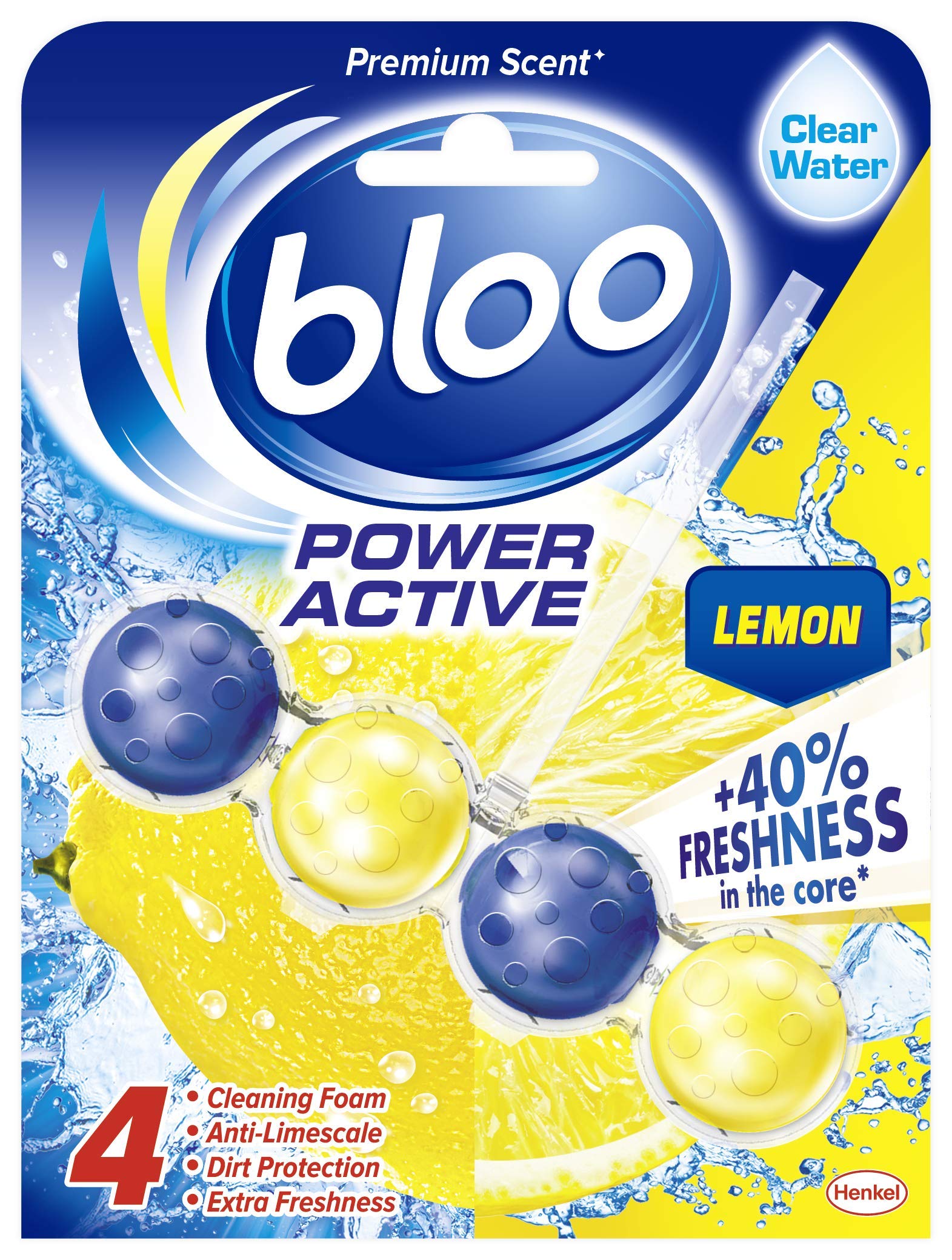 Bloo Power Active, Lemon, Toilet Rim Block, 50 g, Pack of 10