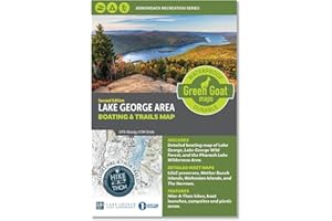 WATERPROOF GREEN GOAT MAPS DURABLE Lake George Boating & Trails Map | Adirondack Lake Hiking Map - Lake George, Paradox Lake, Schroon Lake, Brant Lake and Pharaoh Lake Wilderness Area | Durable, Waterproof & Tear Resistant