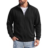 COOFANDY Men's Full Zip Fleece Sweatshirt Lined Stand Collar Sweater Jacket | Lightweight Casual Jacket,Handy Side Pockets,Soft Thermal Blend,Regular Fit,Windproof Ribbed Cuff,Machine Washable,Daily Wear