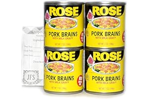 SENTICUM Rose Pork Brains, 4-7oz Cans Bundled with a JFS Recipe Card (Pack of 4)