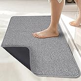 Bath Mat,Ultra Thin Bathroom Rugs,Rubber Bath Mats for Bathroom,No Slip Bath Rugs,Quick Dry,Machine Washable,Low Pile,Absorbent,Shower Outside,Sink,Home Decor Accessories.Grey,1'5